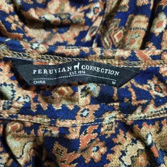 Peruvian Connection Half Wrap Sultanabad Sleeveless Midi Dress Size M #177 - Picture 6 of 6